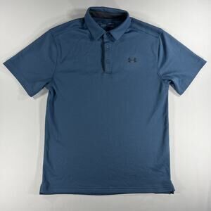 Under Armour Shirt Mens M Blue Polo HeatGear Performance Golf Athletic Sports